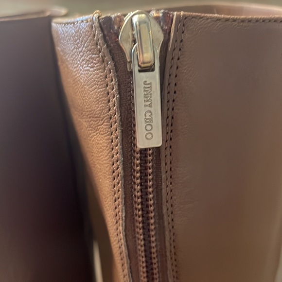 Worn once.  Authentic Jimmy Choo camel knee high boots. 3” heel. Size 38. - Picture 4 of 8